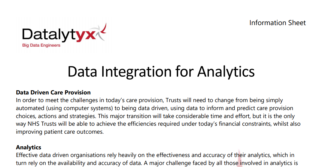 Data Integration for Analytics – Information Sheet